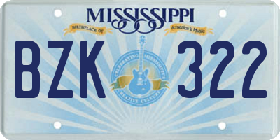 MS license plate BZK322