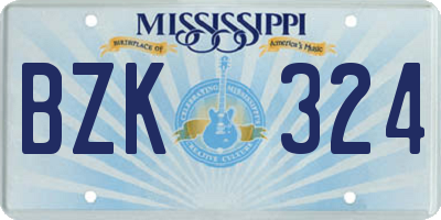 MS license plate BZK324