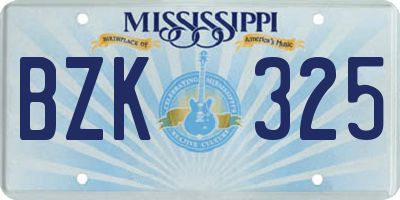 MS license plate BZK325