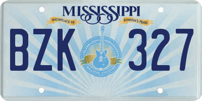 MS license plate BZK327