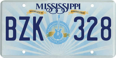 MS license plate BZK328