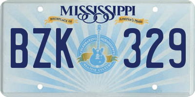 MS license plate BZK329