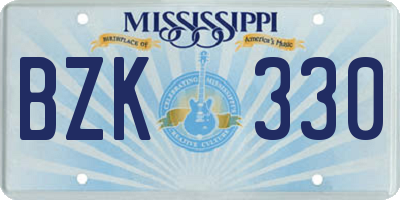MS license plate BZK330