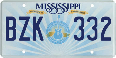 MS license plate BZK332