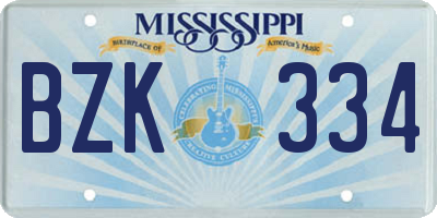 MS license plate BZK334