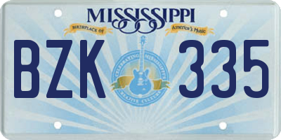 MS license plate BZK335