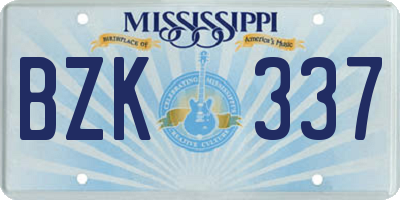 MS license plate BZK337