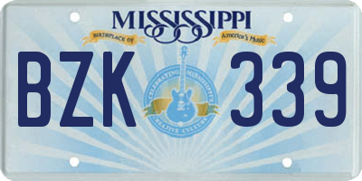 MS license plate BZK339