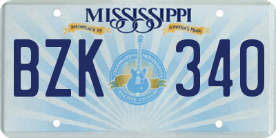 MS license plate BZK340