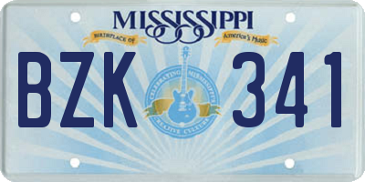 MS license plate BZK341