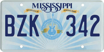 MS license plate BZK342