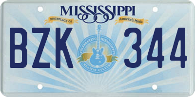 MS license plate BZK344