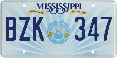 MS license plate BZK347