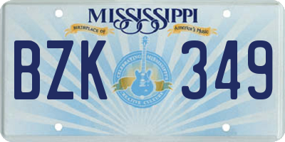MS license plate BZK349