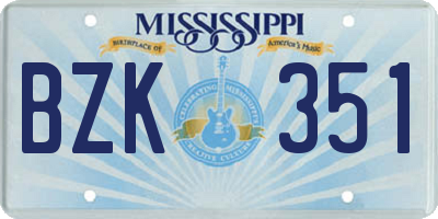 MS license plate BZK351