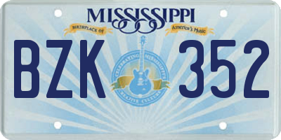 MS license plate BZK352