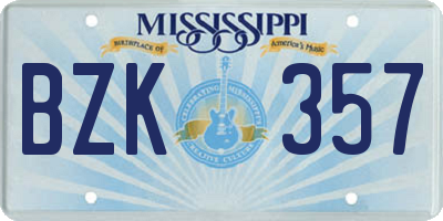 MS license plate BZK357