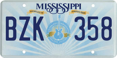MS license plate BZK358