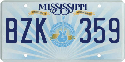 MS license plate BZK359