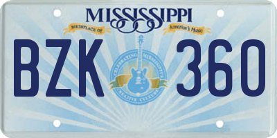 MS license plate BZK360