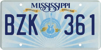 MS license plate BZK361