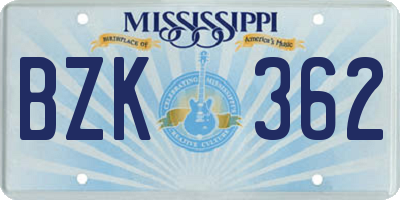 MS license plate BZK362