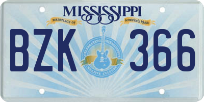 MS license plate BZK366