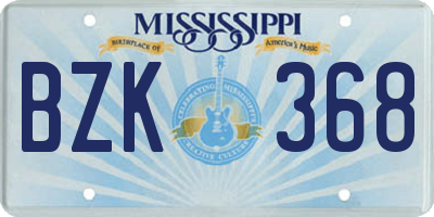 MS license plate BZK368