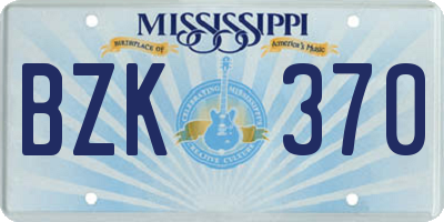 MS license plate BZK370