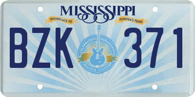 MS license plate BZK371