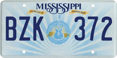 MS license plate BZK372