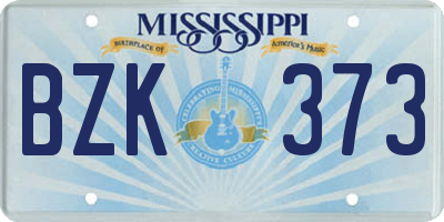 MS license plate BZK373