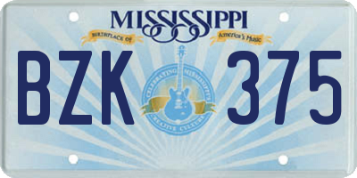 MS license plate BZK375
