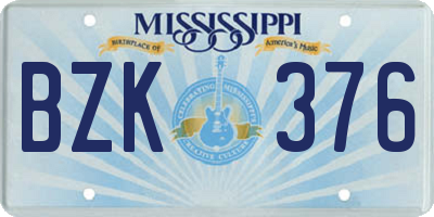 MS license plate BZK376