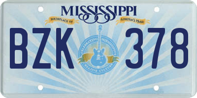 MS license plate BZK378