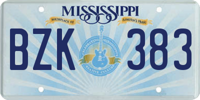 MS license plate BZK383