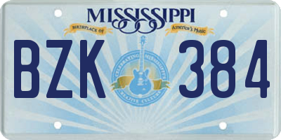 MS license plate BZK384