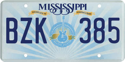 MS license plate BZK385