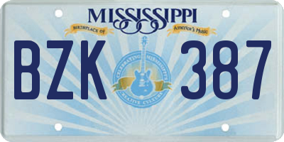 MS license plate BZK387