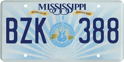 MS license plate BZK388