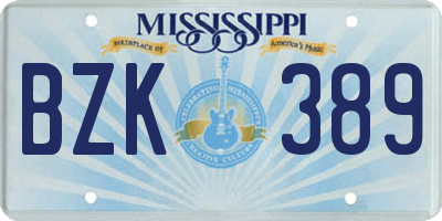 MS license plate BZK389