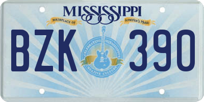 MS license plate BZK390