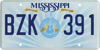 MS license plate BZK391