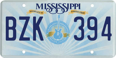 MS license plate BZK394