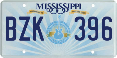 MS license plate BZK396