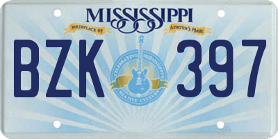 MS license plate BZK397