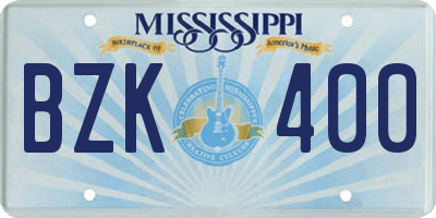 MS license plate BZK400
