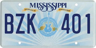 MS license plate BZK401