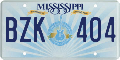 MS license plate BZK404