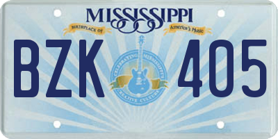 MS license plate BZK405